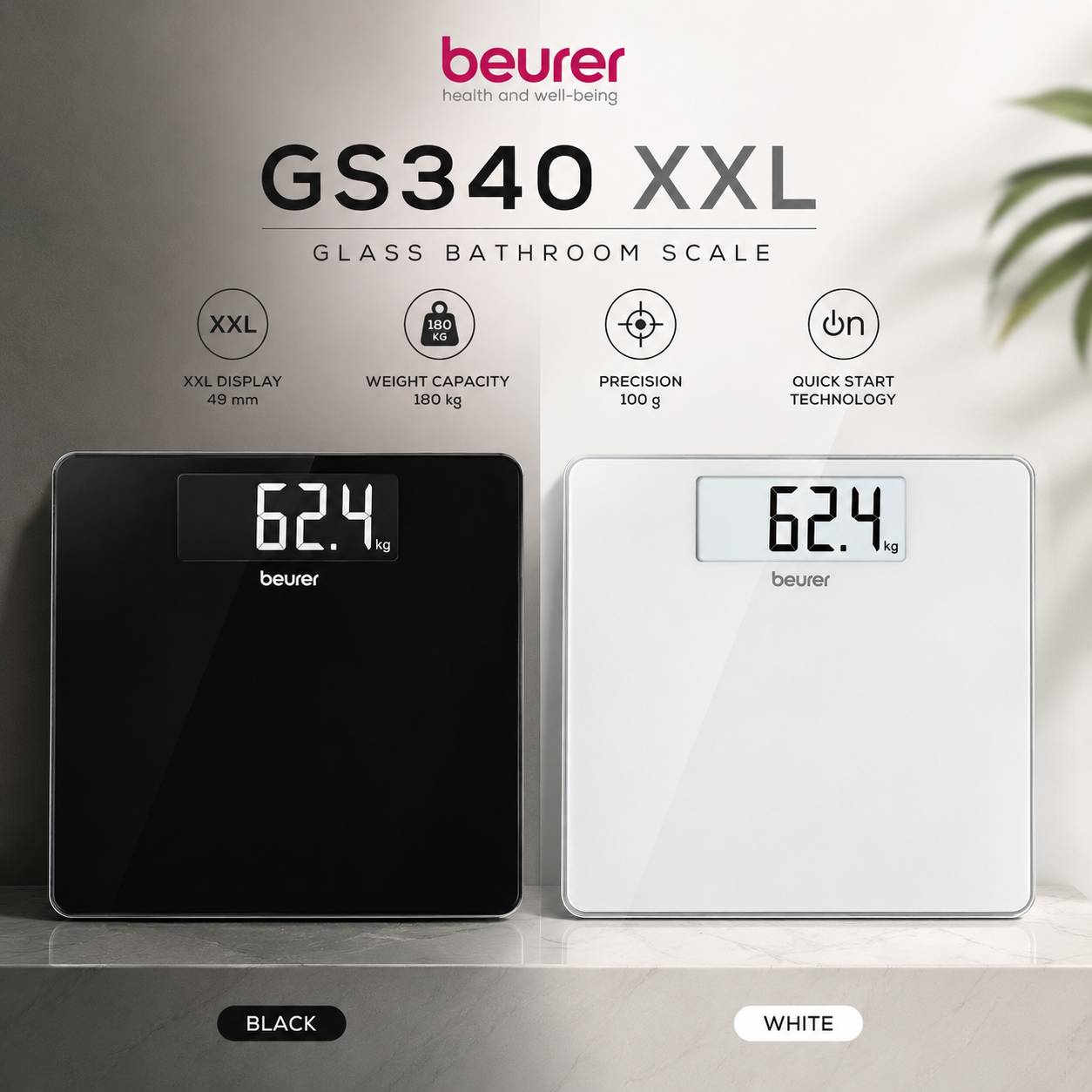 ترازوی دیجیتال شیشهای بیورر مدل GS340 XXL
