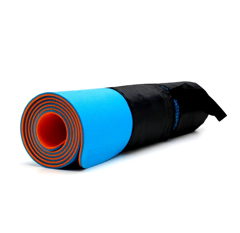 مت یوگا 6 میل دو رنگ تن زیب آبی-نارنجی